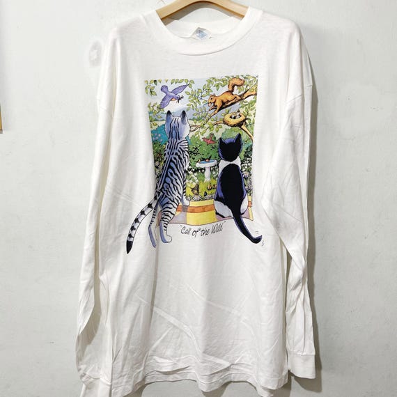 Vintage 90s Cat T-shirt Size XL - Etsy
