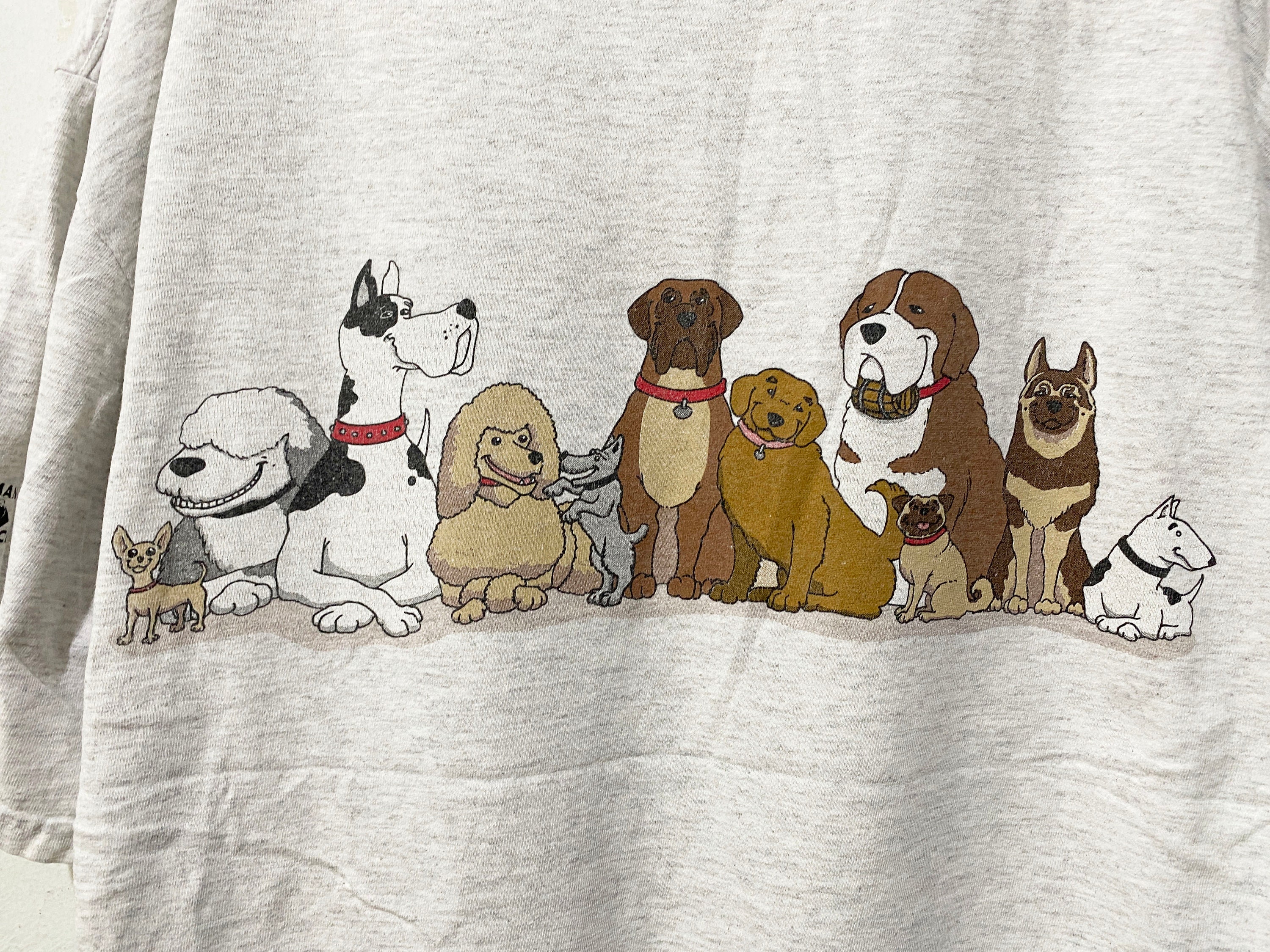 トップス 90s henryneck long t-shirt dog fullprint VINTAGE Dawg Pound Shirt Kids Large Single Stitch 90s