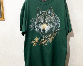 Vintage 90-tals Wolf Pack Wildlife T-shirt Storlek XL