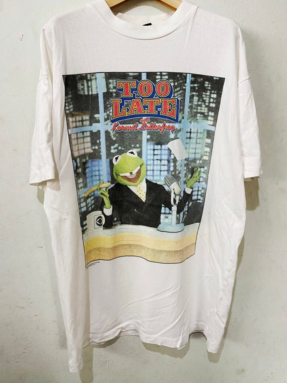Vintage 90s Kermit the Frog Too Late With Kermit Letterfrog - Etsy