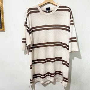 Vintage 90s Striped T-Shirt Retro Stripe Pattern Graphic Tee Size XL