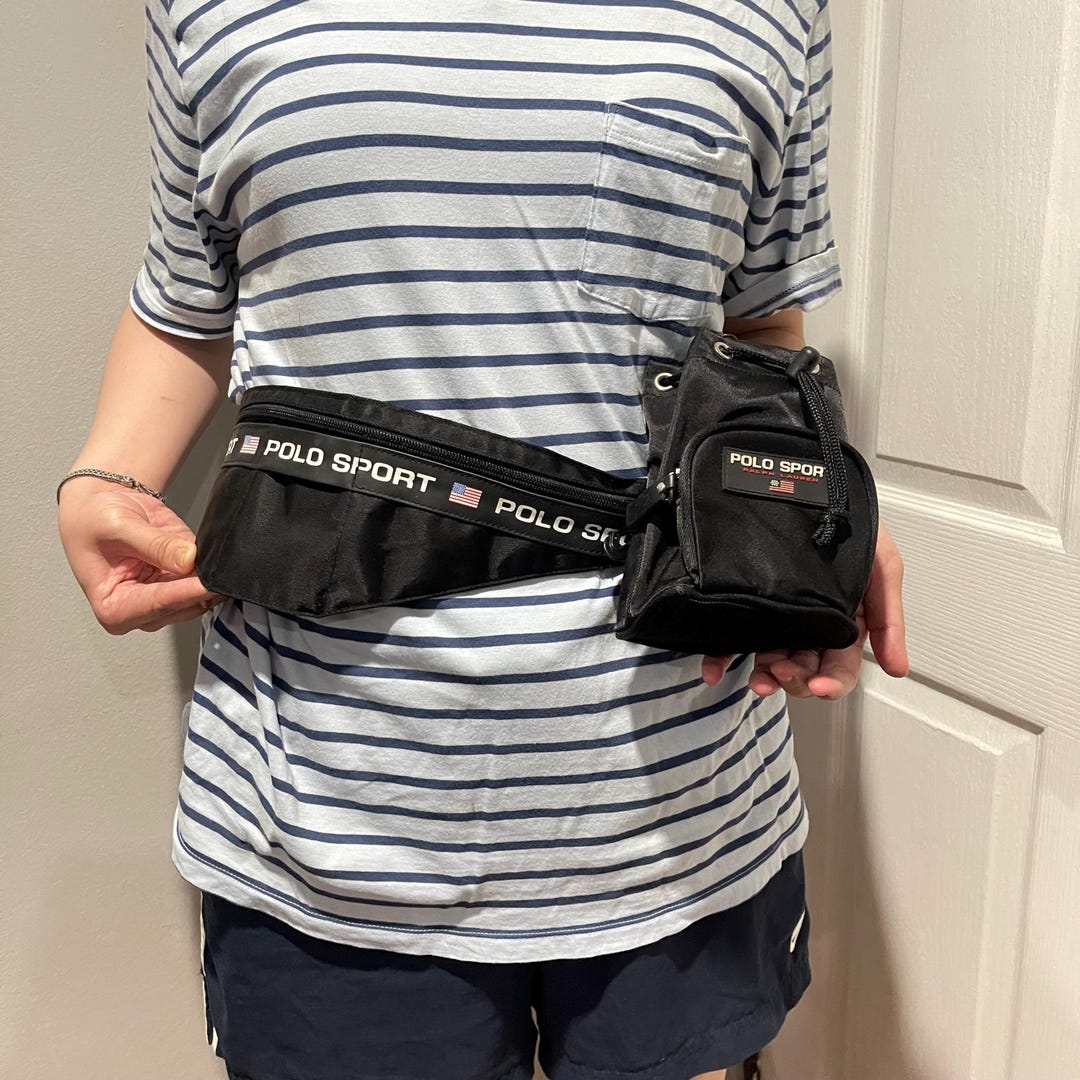 Vintage 90s Polo Sport Ralph Lauren Waist Bag Logo Belt Bag Black