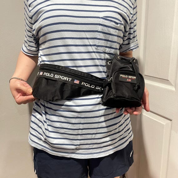 POLO SPORT Ralph Lauren ボディバッグ 90s USAロゴ Vintage 90s Polo Sport Ralph Lauren Waist Bag Logo Belt Bag Black
