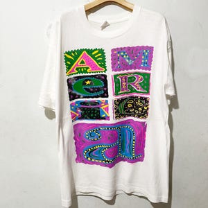 Vintage 90s America Shirt Size L Vintage USA Tee, Vintage Psychedelic Tee, Vintage Souvenir Tee, Vintage Travel Tee