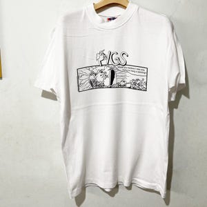 Camisa vintage de cerdos de 1996, talla S. Camisa vintage de animales, camisa vintage de cómics, camisa vintage de dibujos animados.