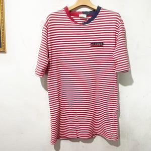 Vintage 90s Tommy Hilfiger Sailing Striped Shirt Size M Nautical Tee