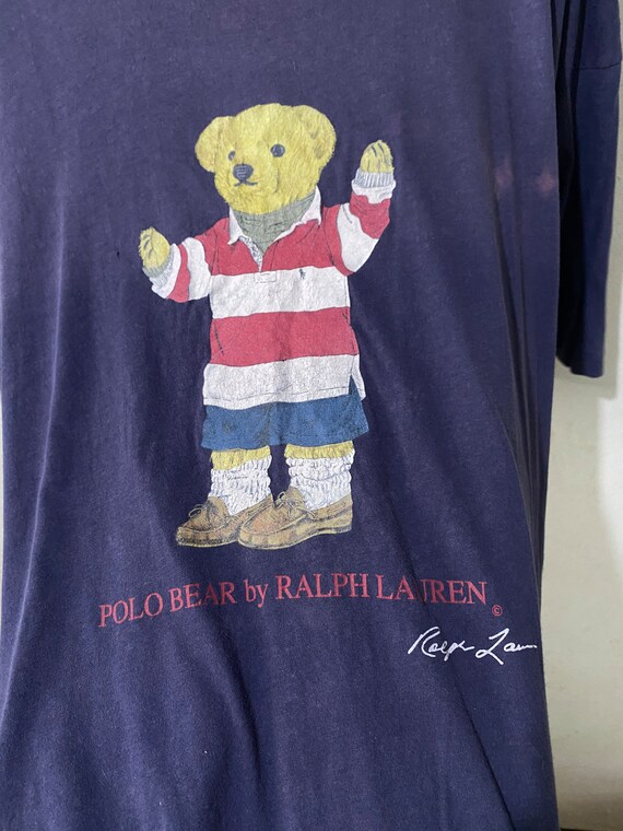 新品 90年代 Ralph Lauren BDシャツ polo bear ブルー ヴィンテージ 90年代 ポロベア ラルフローレン Tシャツ サイズ XL