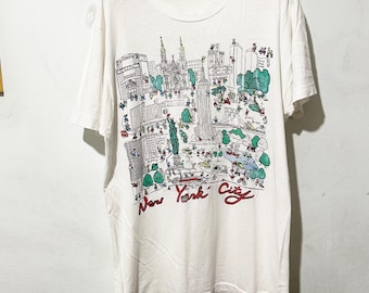 Vintage 80s New York City Map T-Shirt Size M