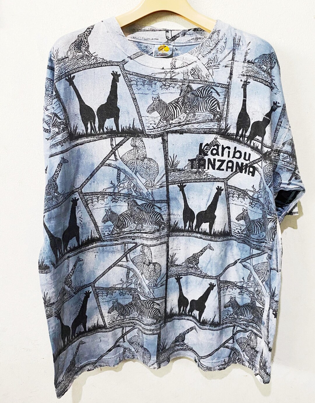 VTG 90s 00s KRIZIA WHITE ANIMAL SAFARI ZOO GRAPHIC BUTTON-UP SHIRT M 12