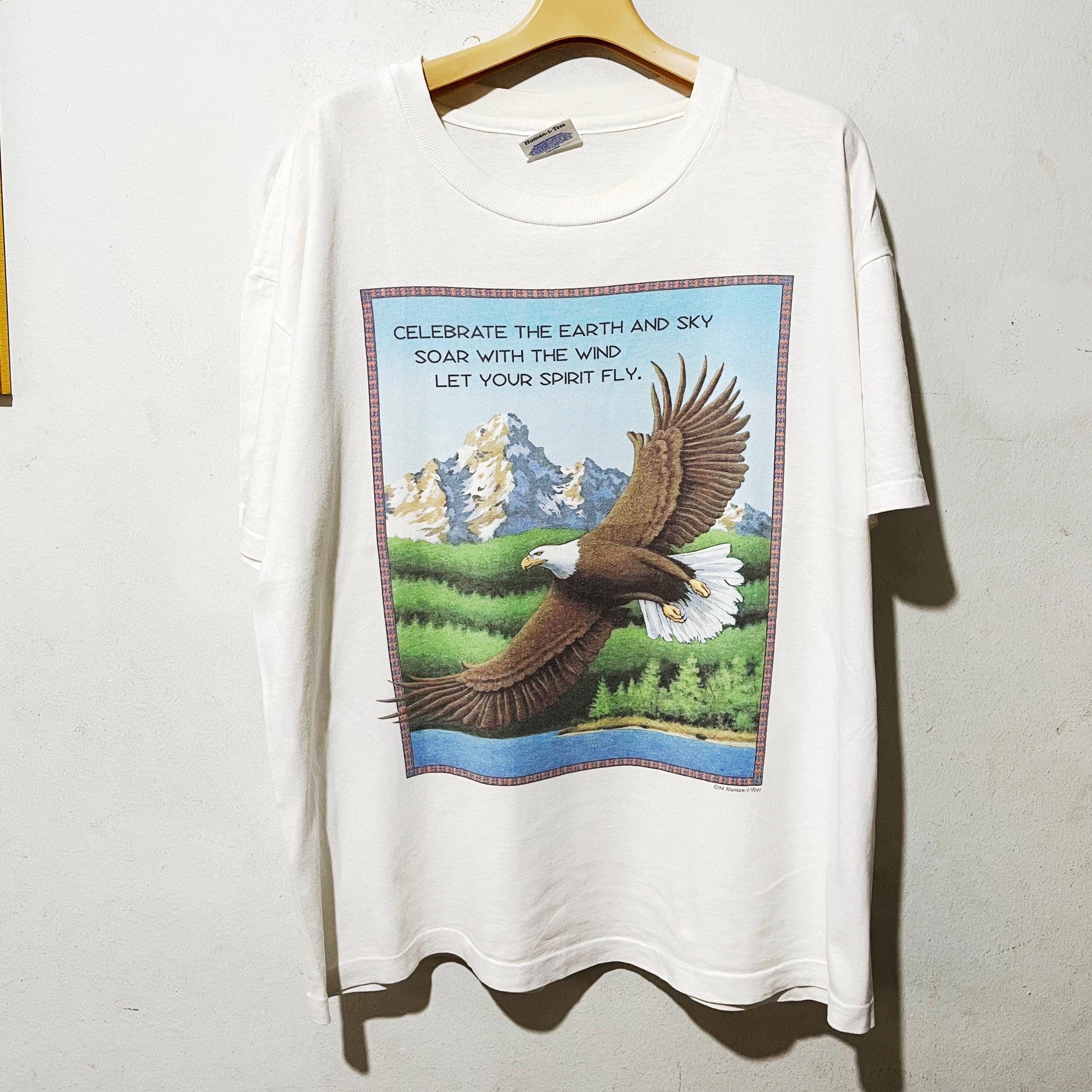 Vtg 90s Human-I-Tees Circle Of Life Faded Shirt S USA Animal
