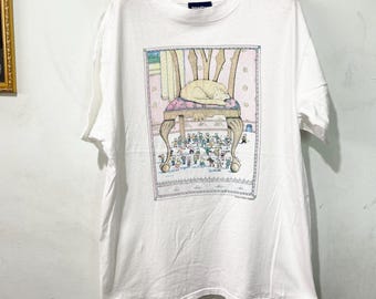 Vintage 90s Laura Trayser Cat T-Shirt Size L