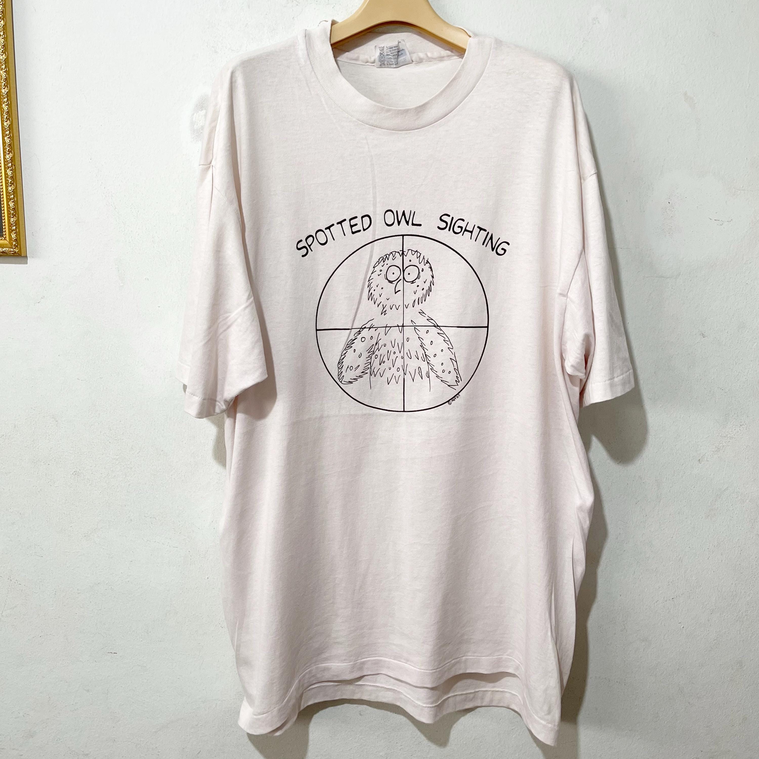 Vintage 1989 Spotted Owl Sighting T-Shirt Wildlife Nature Graphic Tee Size XL