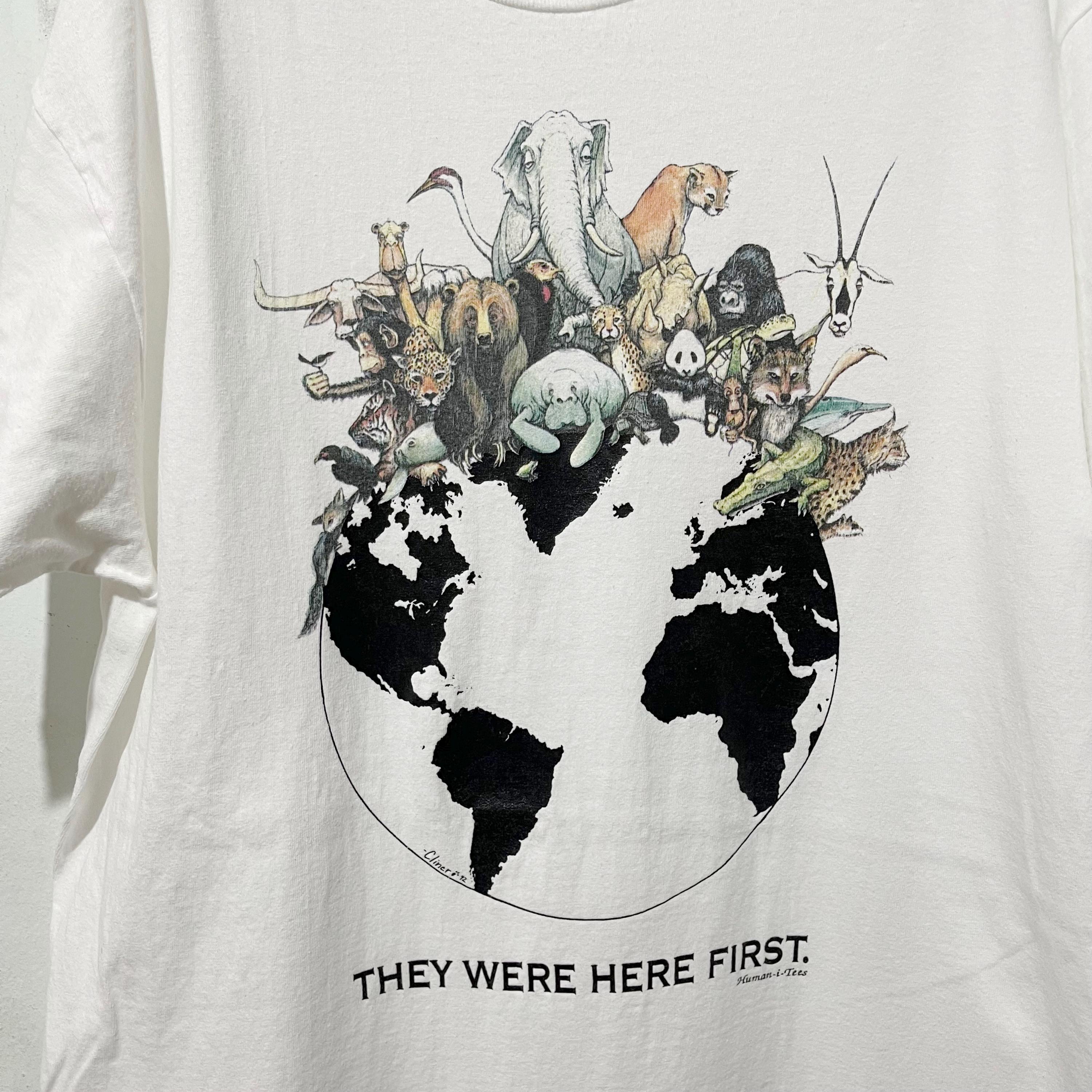 Vintage 90s They Were Here First Earth Hunan I Tees T-shirt Size L