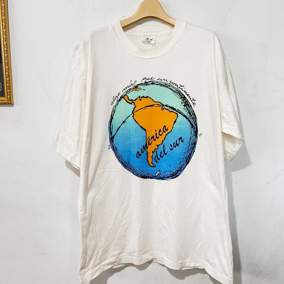Vintage 90s America del Sur South America Globe T-Shirt Size XL