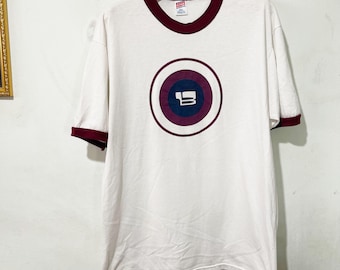 Vintage 90s Ringer T-Shirt B Logo Graphic Tee Size L