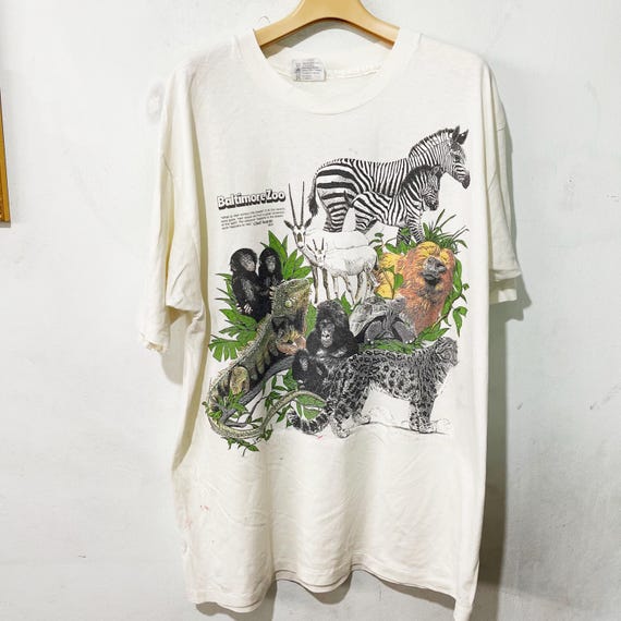 Vintage 90s Zoo Animal T-shirt Size XL - Etsy