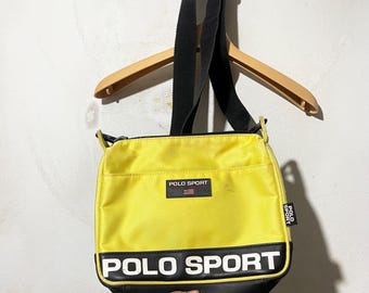 Vintage 90s Polo Sport Ralph Lauren Crossbody Bag Yellow Logo
