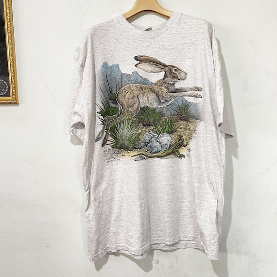 Vintage 90s Hare Desert Wildlife T-Shirt Size XL
