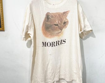 Vintage 80s Morris the Cat T-shirt 9lives Advertising Orange Tabby