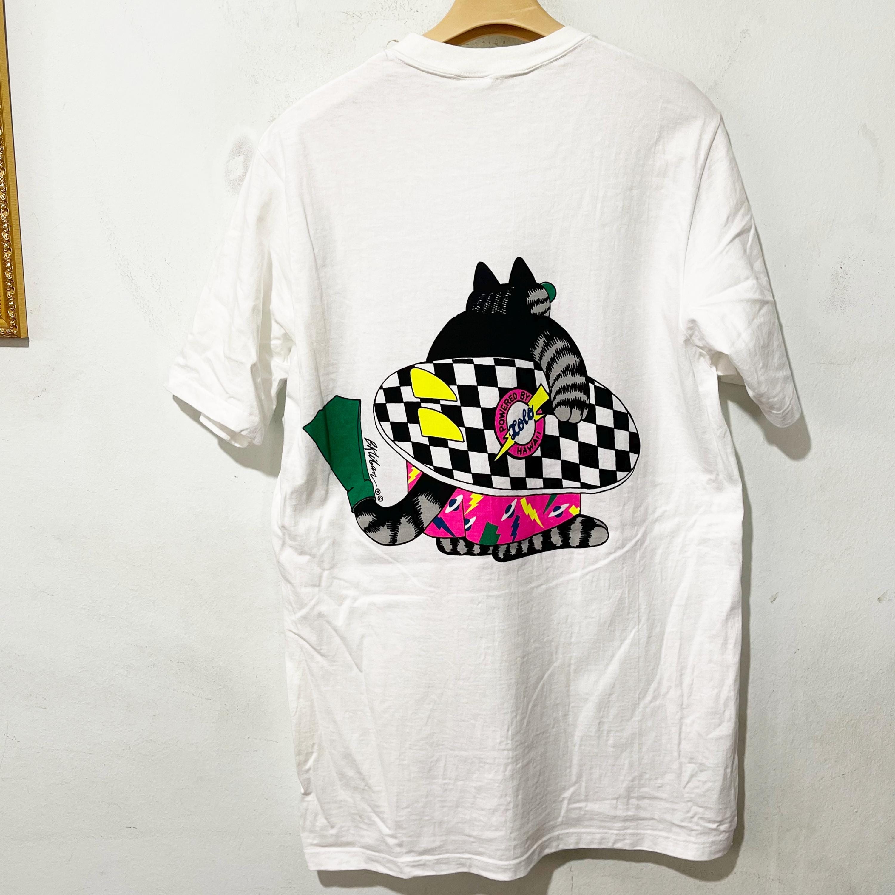 Vintage 80s Crazy Shirts Hawaii Newport Beach Cat T-shirt Size M