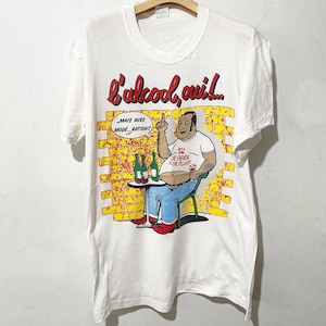Vintage Drunk T-Shirt Funny Drink White Graphic Tee Size M