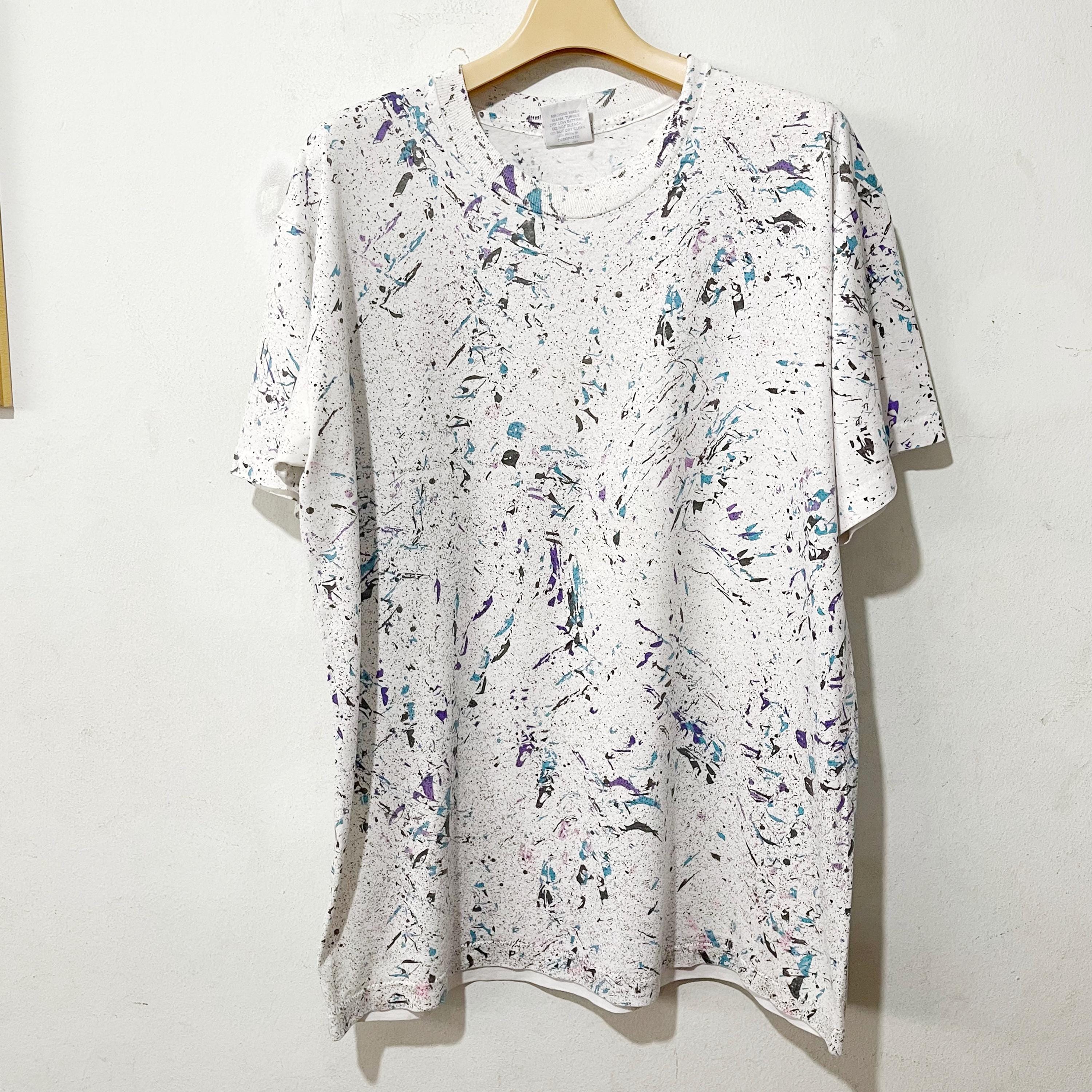 Vintage 90s Paint Splatter T-shirt Size L - Etsy