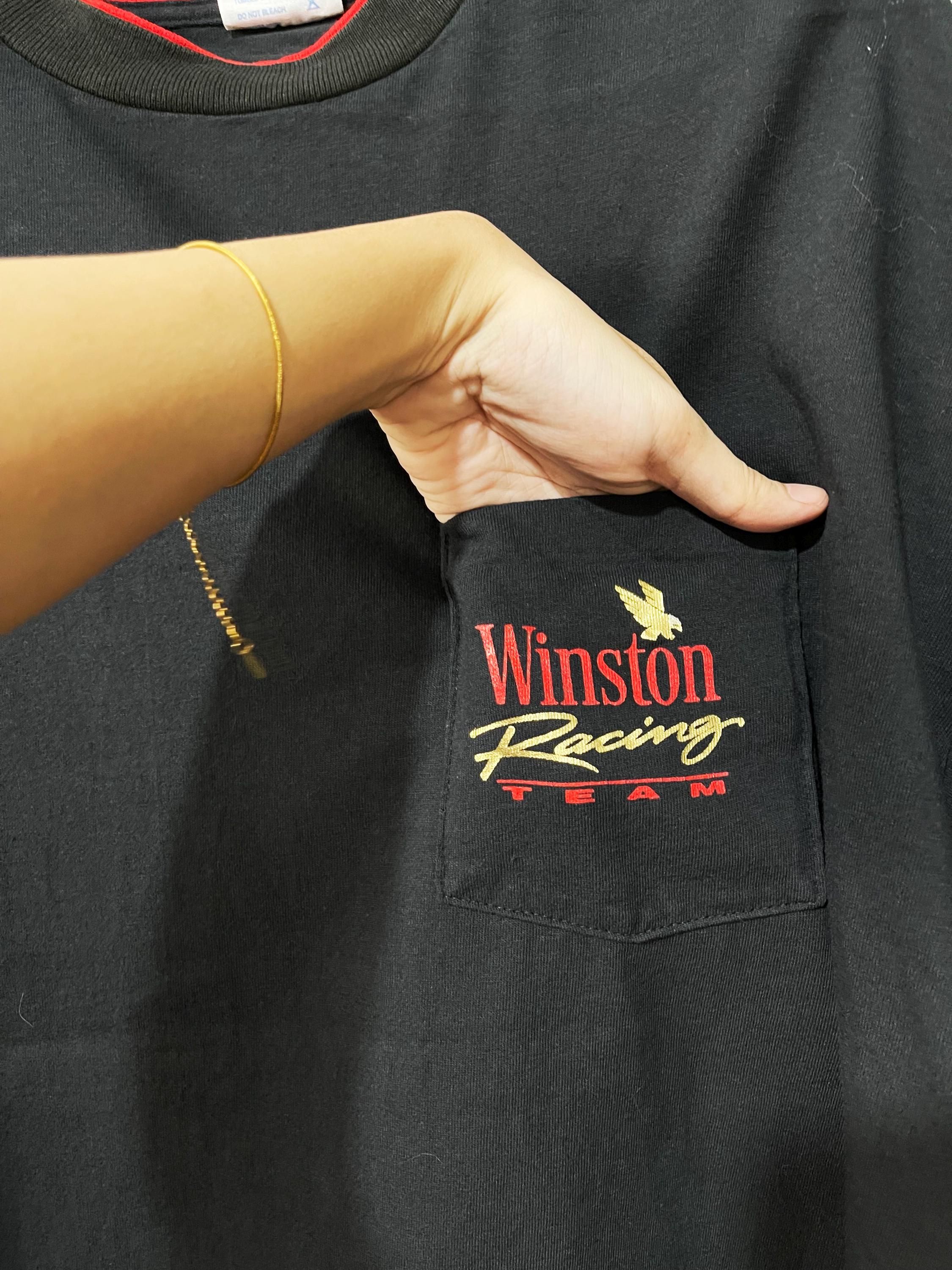 T-shirt Vintage Winston Racing - Blanc - Taille L - Années 90