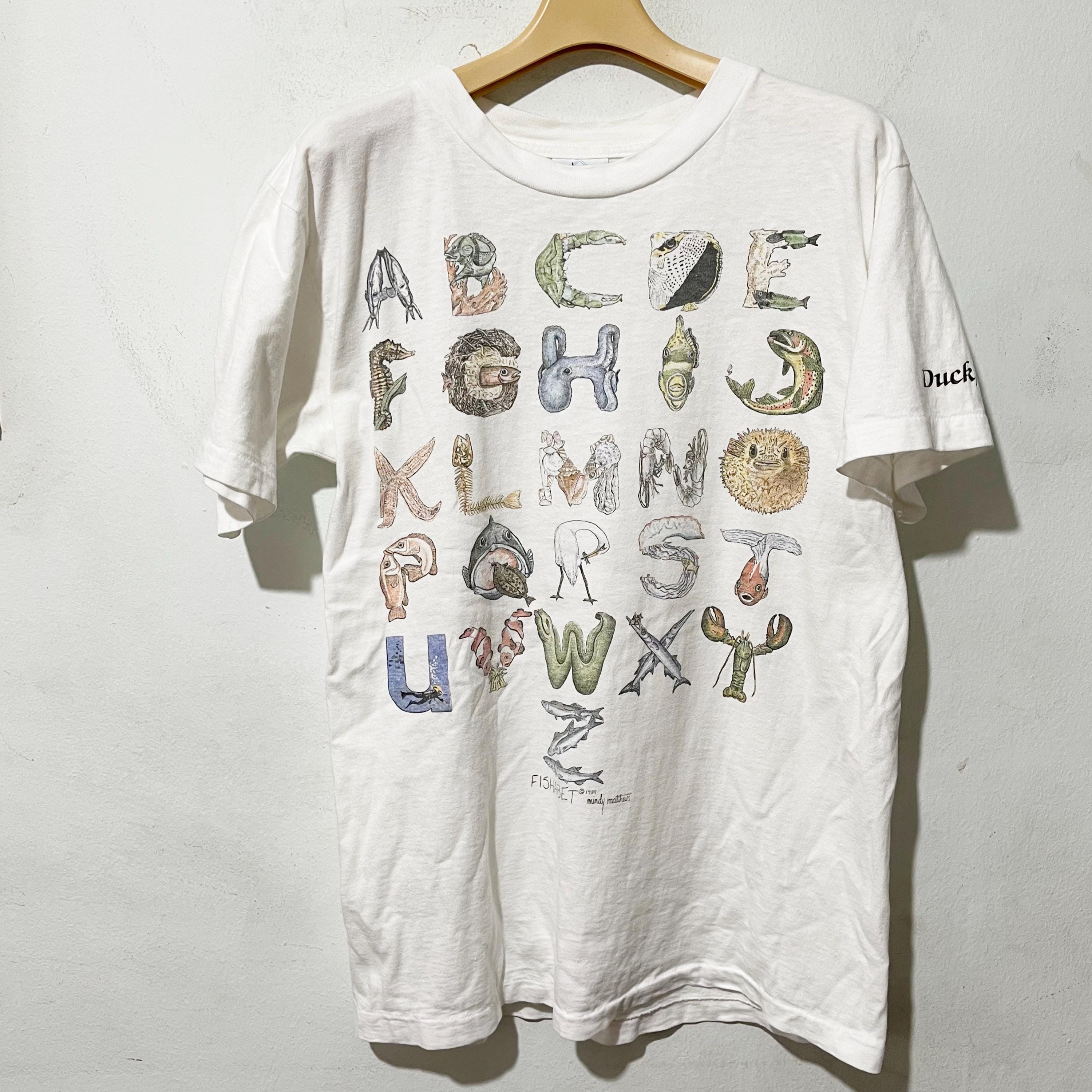 アルファベット 魚 Tシャツ 90s アート Vintage 90s Fish Alphabet Andy Mastorakis T-shirt Size M - Etsy