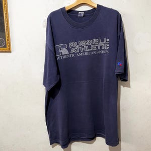 Vintage 90s Russell Athletic T-Shirt Spell Out Logo Sportswear Tee Size XL