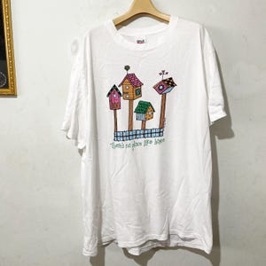 Vintage 90s Bird Houses Shirt Size XL Vintage &quot;There&#39;s No Place Like Home&quot; Tee, Vintage Bird Shirt, Vintage Animal Tee
