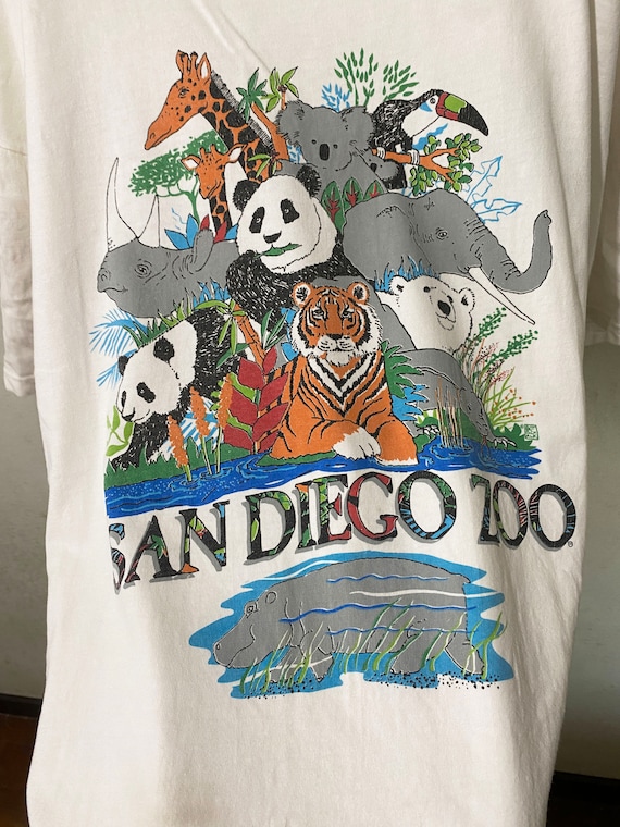 90s USA製 San Diego Zoo イグアナ アート Tシャツ 90年代ヴィンテージ サンディエゴ動物園 絶滅危惧種 Tシャツ サイズXL