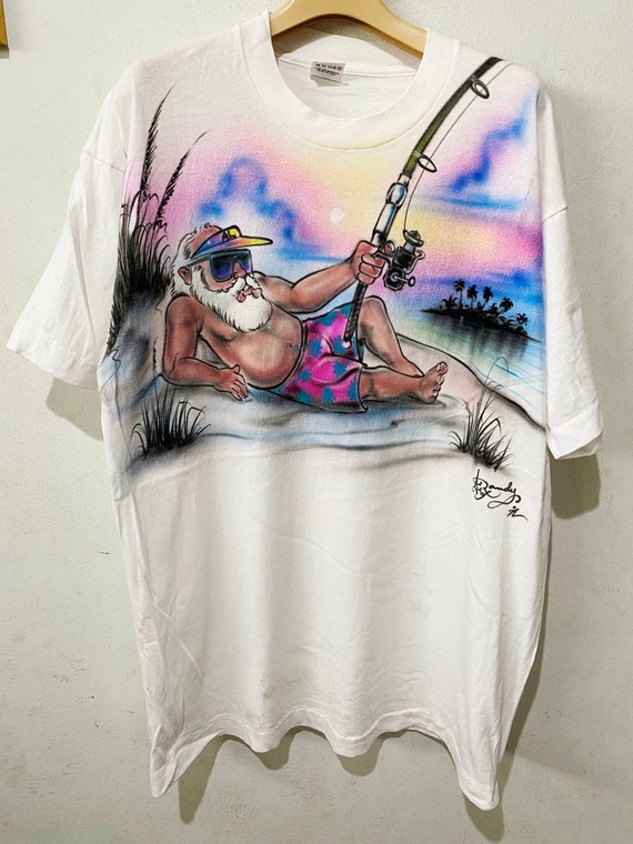 Vintage 90s Old Man Fishing Shirt Size L 