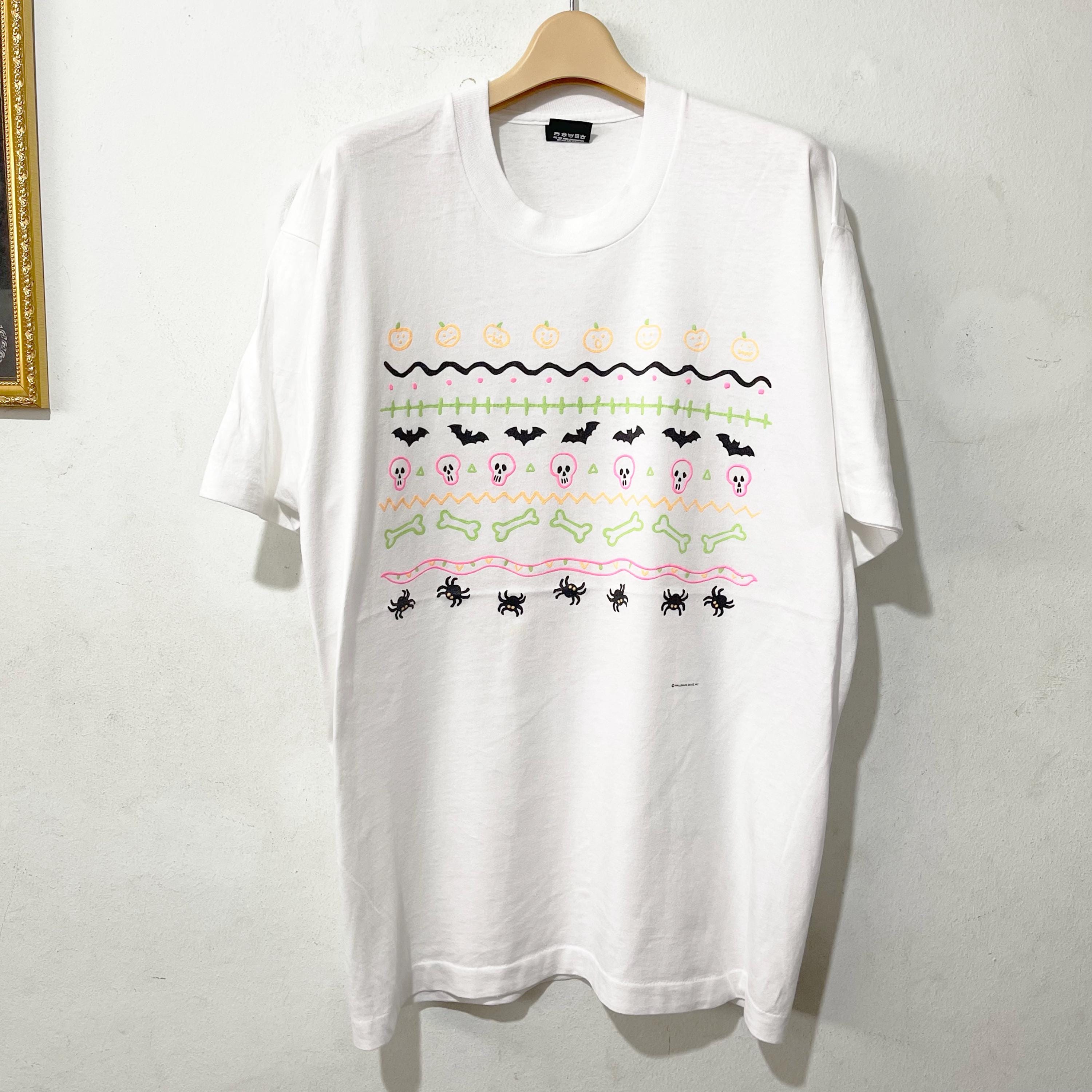 90年代ヴィンテージ ハロウィン パンプキン スパイダー スカル Tシャツ 
