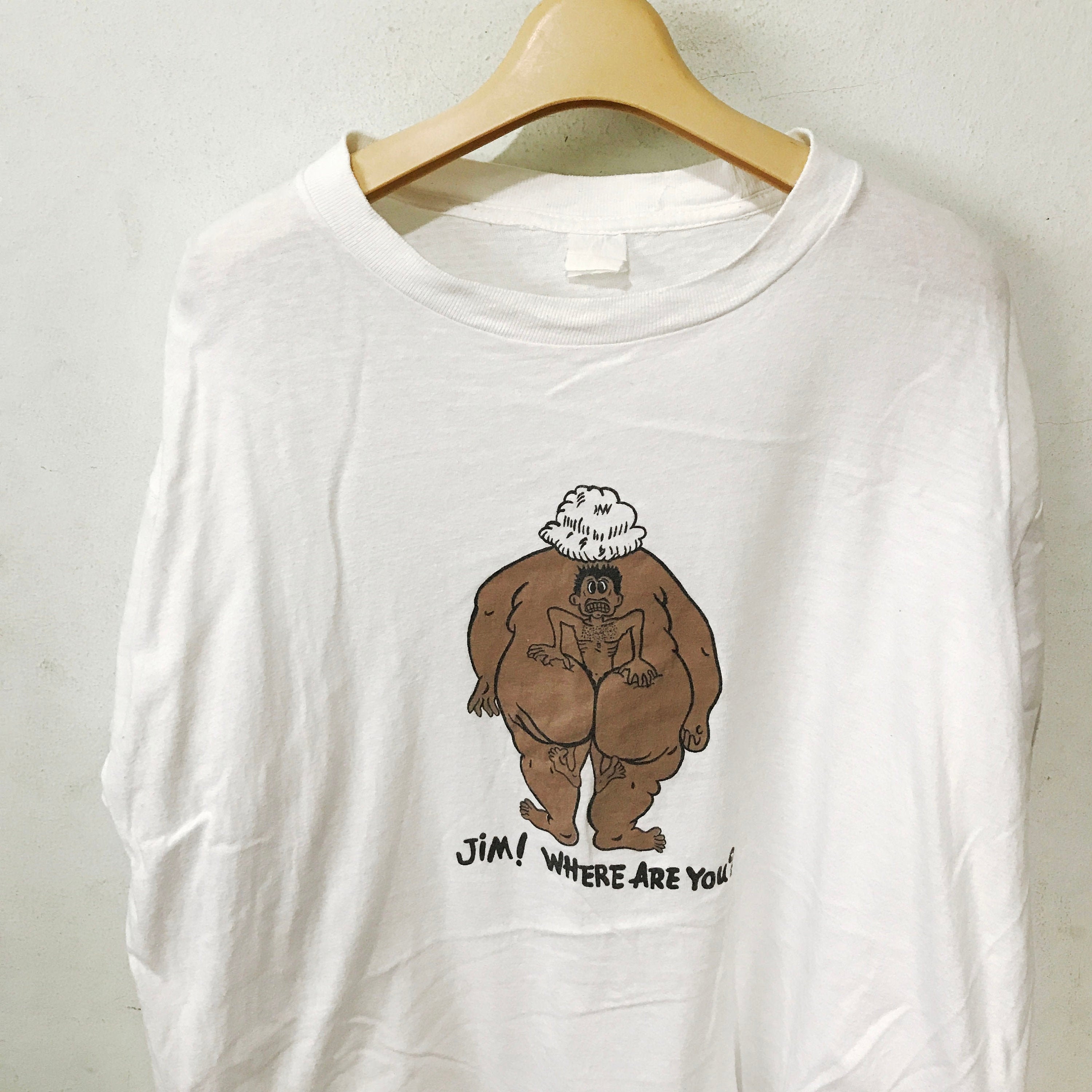 Vintage 90s Funny Jim! Where Are You ? Shirt Size XL Short Free 