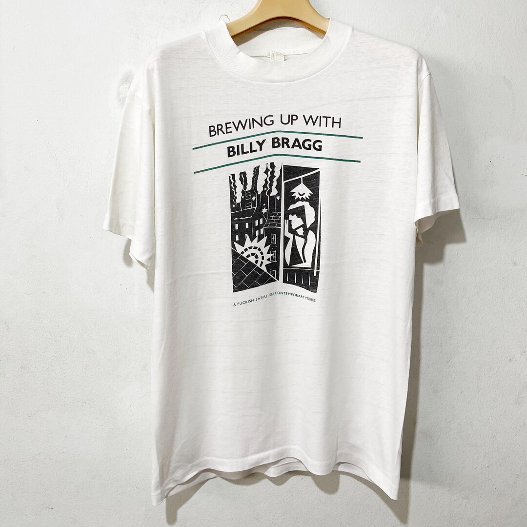 Vintage 1984 Billy Bragg Brewing up With Billy Bragg T-shirt Size
