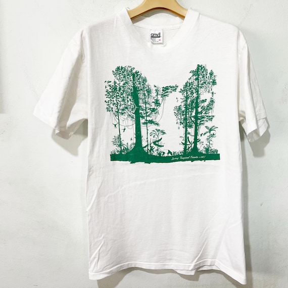 Vintage 90s Tropical Forest T-shirt Size M - Etsy