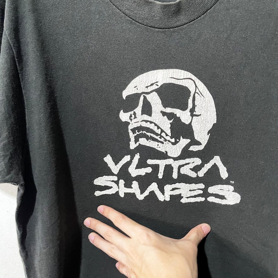 Vintage 90s Skull T-shirt “vltra Shapes” Bones Rock Punk Graphic
