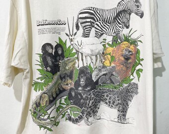 Vintage 90s Zoo Animal T-shirt Size XL - Etsy