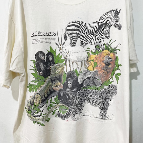 Vintage 90s Zoo Animal T-shirt Size XL - Etsy