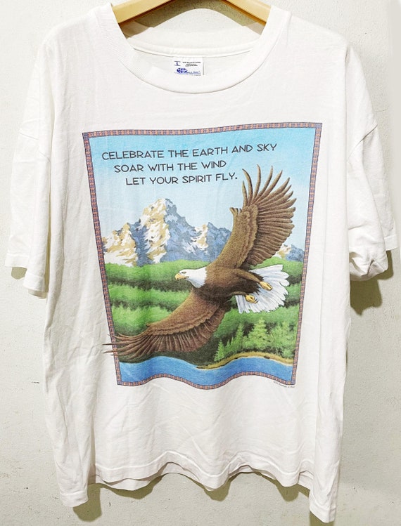 Buy Vintage Human-i-tees Size L-XL 90s Earth and Sky Tee, Vintage 