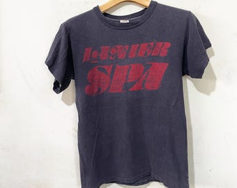 Vintage 70s SPA Faded Navy Typography T-Shirt Size XXS