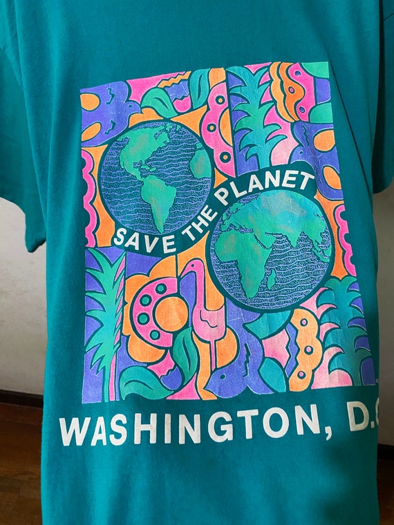 Vintage 90s Save the Planet Earth T-shirt Size L - Etsy Denmark