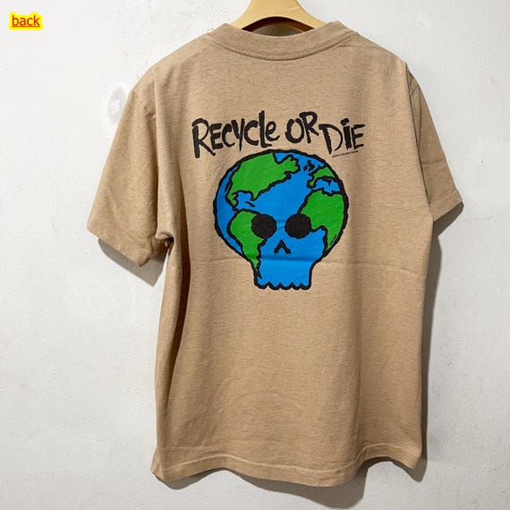 Vintage 90s Recycle or Die Earth T-shirt Size M - Etsy