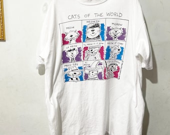 Vintage 1992 Cats of the World Habitat Single Stitch Graphic T