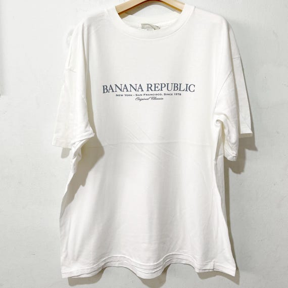 Nwt Vintage 90s Banana Republic White Graphic T Shirt mens L