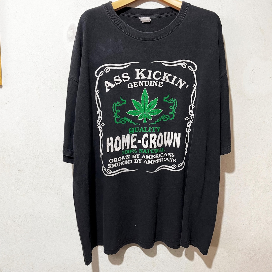 〜90's ASS KICKING  GROWN tee Vintage Ass Kickin Home Grown Marijuana T-shirt Size XXL - Etsy