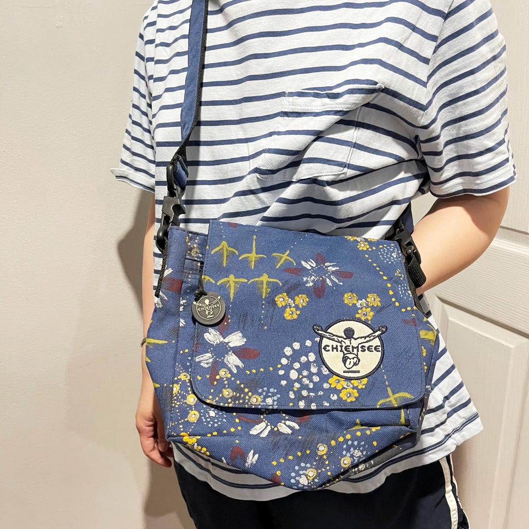 Vintage 90s Chiemsee Messenger Bag Floral Pattern Crossbody Surf