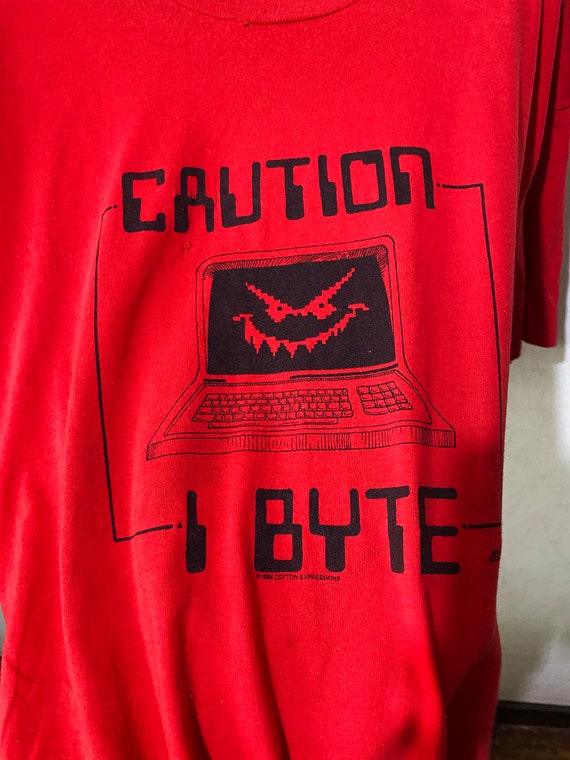 Vintage 1980s Caution I Byte Computer T-shirt Size XL - Etsy