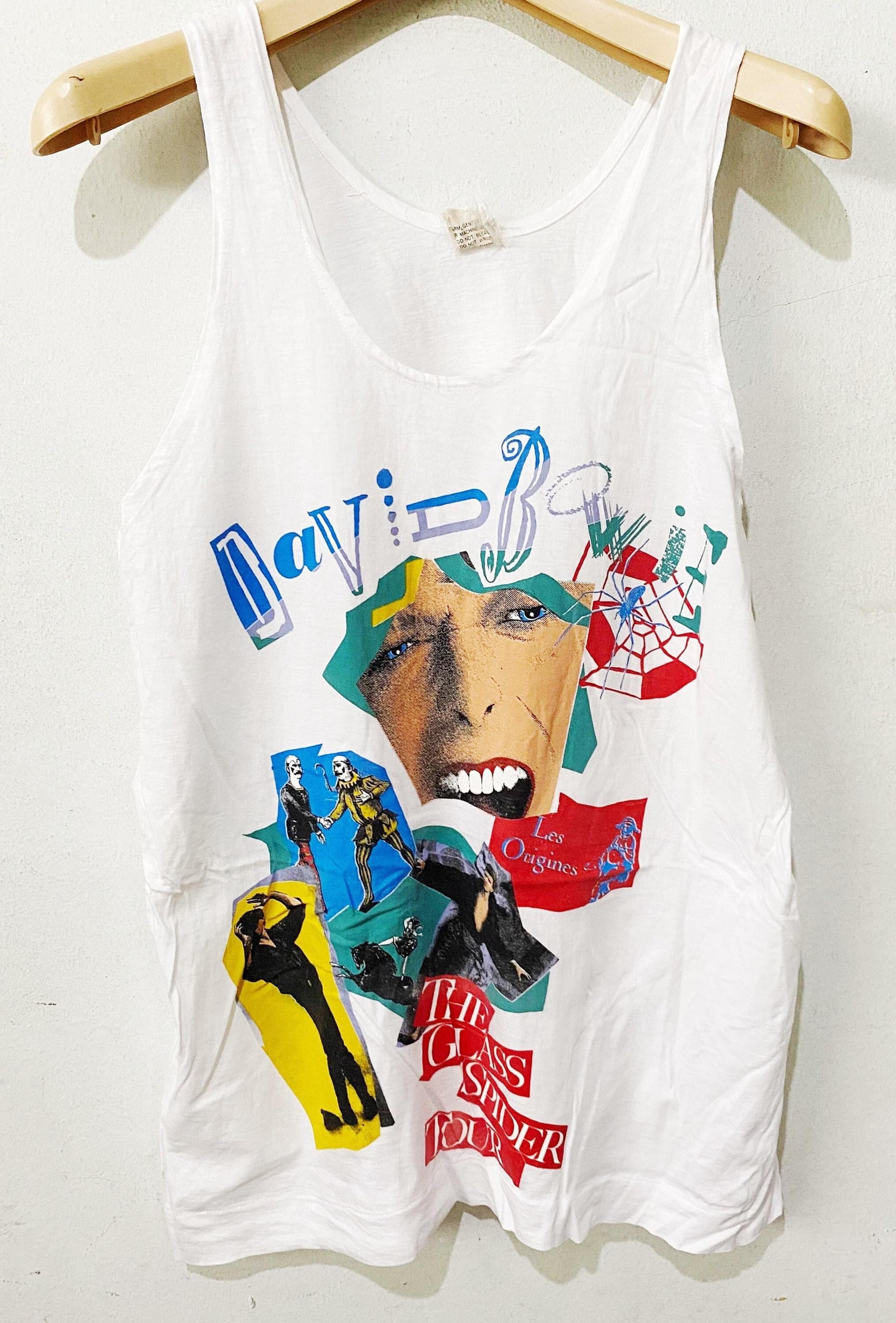 Vintage 1987 David Bowie Shirt Size L 80s Glass Spider Tour Tank