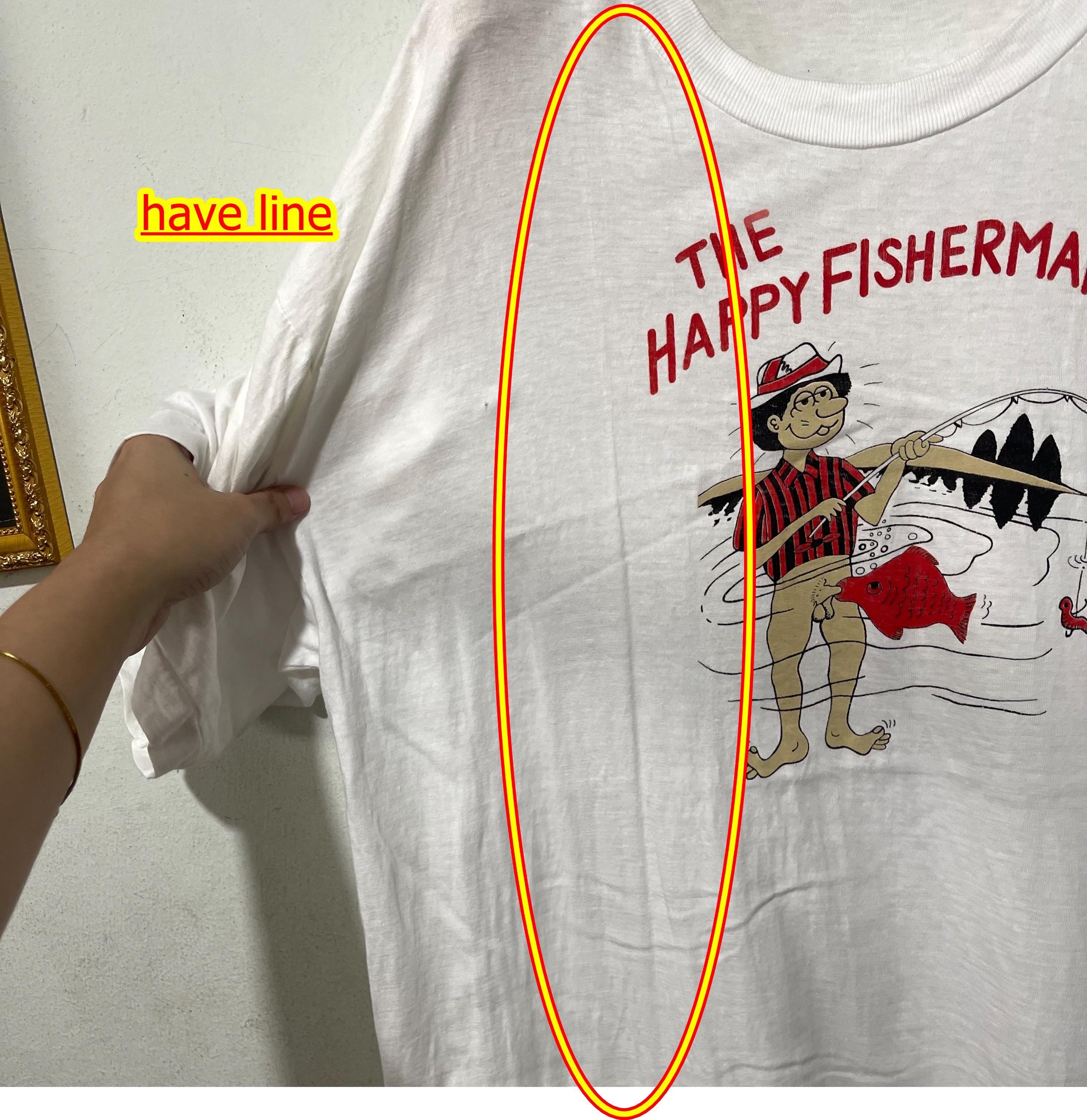 Vintage 90s Fly Fishing T-shirt “the Happy Fisherman” Funny
